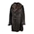 Dolce & Gabbana Veste longue en cuir avec fourrure Marron  ref.1094682