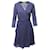 Diane Von Furstenberg Irina Wickel-Flare-Kleid aus blauer Seide  ref.1098129