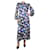 Autre Marque Vestido midi de seda azul con estampado floral - talla UK 12  ref.1098241