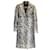 Yves Salomon Grey / Black Leopard Printed Silk Lined Goat Fur Coat  ref.1098452