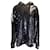 Marques Almeida Noir / Sweat-shirt à capuche et cordon de serrage orné de sequins métallisés argentés Polyester  ref.1098453