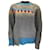 Sacai Gris / Jersey de lana de punto de ochos con patchwork multicolor azul  ref.1098456