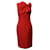 Vestido midi recto con detalle de lazo en seda roja de Giambattista Valli  ref.1098680