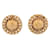 VINTAGE CHANEL QUILTED CHAIN EDGE EARRINGS 1990 ROUND EARRINGS Golden Metal  ref.1099297