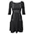 Prada Contrast Stitch Midi Dress in Black Silk Acetate Cellulose fibre  ref.1099317