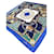 Claude Montana Maxi carré Montana 90s soie motifs équitation Bleu Multicolore  ref.1099513