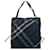 Blaue, rauchkarierte Buckleigh-Einkaufstasche aus Nylon von Burberry Leder Kalbähnliches Kalb Tuch  ref.1100616