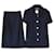Chanel Costume en laine bouclée boutons CC Bleu Marine  ref.1102762