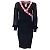 Fuzzi Preto / Vestido midi de malha rosa com mangas compridas e decote em V