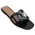 Hermès Aloha Slide-Sandalen aus schwarzem Leder  ref.1104213
