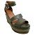 Hermès Hermes dunkelolivgrüne Espadrille-Keilsandalen