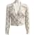 Chanel Ivory Low Cut Blouse with Gold Lurex Embroidery Cream Silk  ref.1104223