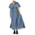 Autre Marque Vestido largo azul abullonado de manga corta - talla UK 16 Algodón  ref.1104382