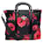 Bolso bandolera Prada Micro negro con flores rojas Lienzo  ref.1105509