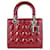 Bolso Lady Dior Cannage mediano rojo Roja Charol  ref.1105899