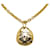 Chanel Gold CC Halskette mit rundem Anhänger Golden Metall Vergoldet  ref.1106284