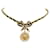Medaillon NEW VINTAGE CHANEL CHOCKER NECKLACE 1996 COCONUT MEDALLION BOW CHAIN NECKLACE Golden Metal  ref.1106860