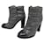 ZAPATOS CHANEL BOTINES CC CON LOGO 39 BOTAS ACOLCHADA LONA GRIS Cuero  ref.1106879