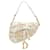 Saddle Sac de selle Dior en toile de Jouy blanche Tissu Doré  ref.1107270