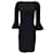 Schwarzes Kleid aus Wollkrepp mit Glockenärmeln aus der Michael Kors Collection Wolle  ref.1109162