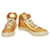 Pierre Hardy Gold Leder Sneakers High Top Schnürriemen Trainer Schuhe 40 Golden  ref.1109916