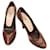 Prada Burgundy Brown Reptile Embossed Leather Round Toe Pumps Heels Shoes 37  ref.1109928
