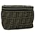 FENDI Zucca Canvas Vanity Cosmetic Pouch Black Brown Auth yb401  ref.1110300