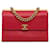 Bolsa pequena Chanel vermelha Coco Luxe com aba Vermelho Couro  ref.1110669