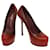 Yves Saint Laurent YSL Tribute Zapatos de tacón con plataforma de cuero Ombe rojo 40 Burdeos  ref.1111296