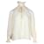 Céline Top con cuello fruncido y detalle de collar de cuerda Celine en seda color crema Blanco Crudo  ref.1111871