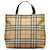 Burberry Brown House Check Handbag Beige Leather Cloth Pony-style calfskin Cloth  ref.1112215