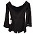 Iris & Ink Black Off-Shoulder Top in Black Polyester - view 2