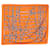 Hermès Lenço quadrado estampado em seda laranja  ref.1112600