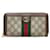 Gucci Brown GG Supreme Ophidia Zip Around Wallet Beige Leather Cloth Pony-style calfskin Cloth  ref.1115681