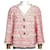 Chanel 2011 jaqueta curta de tweed vermelho com franjas FR 38 Rosa Bege Coral  ref.1115968