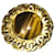 Raro Chanel 95Una spilla rotonda CC in oro con pietra marrone Castagno Gold hardware Placcato in oro  ref.1116190