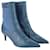 Fendi Blue Rockoko Pointed Toe Ankle Boots Leather  ref.1117046