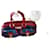 Chopard-Handtasche aus Leder und Denim Rot Blau Golden John Wildleder  ref.1117051