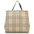 Burberry Brown House Check Tote Beige Leather Cloth Pony-style calfskin Cloth  ref.1117156