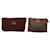 Céline CELINE Macadam Canvas Clutch Bag PVC Leather 2Set Red Brown Auth bs9598  ref.1118026