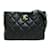 Chanel Bandolera CC de piel acolchada con cadena Negro Cuero  ref.1118807