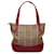 Burberry Brown Haymarket Check Handbag Red Beige Leather Cloth Pony-style calfskin Cloth  ref.1119396