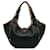 Burberry Black Check-Trim Leather Hobo Bag Beige Cloth  ref.1119419