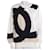 Chanel 18Pull P CC Logo FR 46 Coton Noir Blanc Beige  ref.1119657