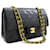 Chanel Classic gefütterte Klappe 10"Chain Shoulder Bag Black Lambskin Schwarz Leder  ref.1120864