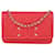 Wallet On Chain Chanel Rote CC Filigrane Geldbörse an Kette Leder  ref.1121172
