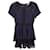 Maje Raglia Gestuftes Kleid mit Spitzeneinsatz aus marineblauer Viskose Zellulosefaser  ref.1121267