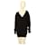 T by Alexander Wang Robe pull en tricot noir effet vieilli à encolure en V Coton  ref.1122931
