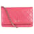 Wallet On Chain Chanel Piel de cordero rosa 2010-2011 Cartera con cadena y herrajes plateados Cuero  ref.1123392