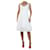 Céline Vestido midi blanco con escote en V y ribetes de volantes - talla UK 12 Algodón  ref.1123417